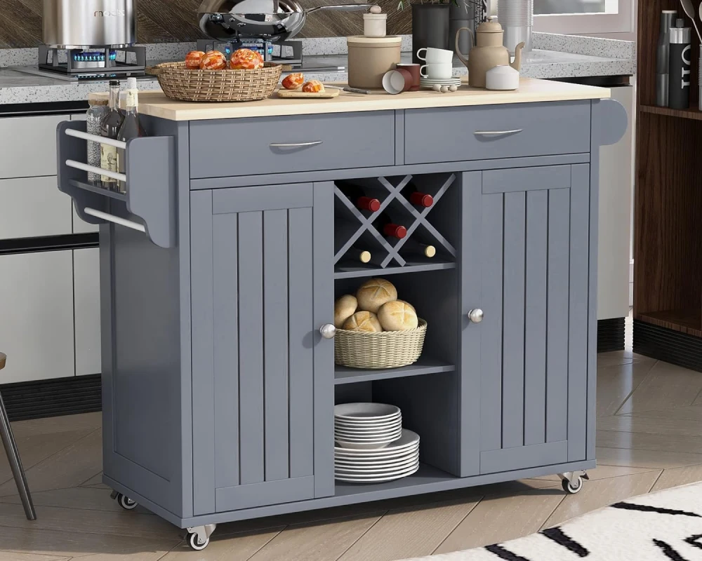 rolling kitchen island with storage